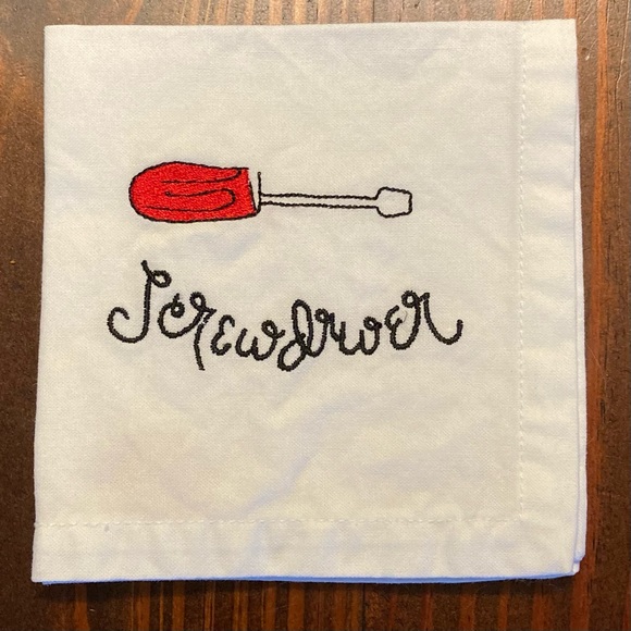 Pottery Barn Bar Lingo Embroidered Napkin Set if 8 - Picture 3 of 10